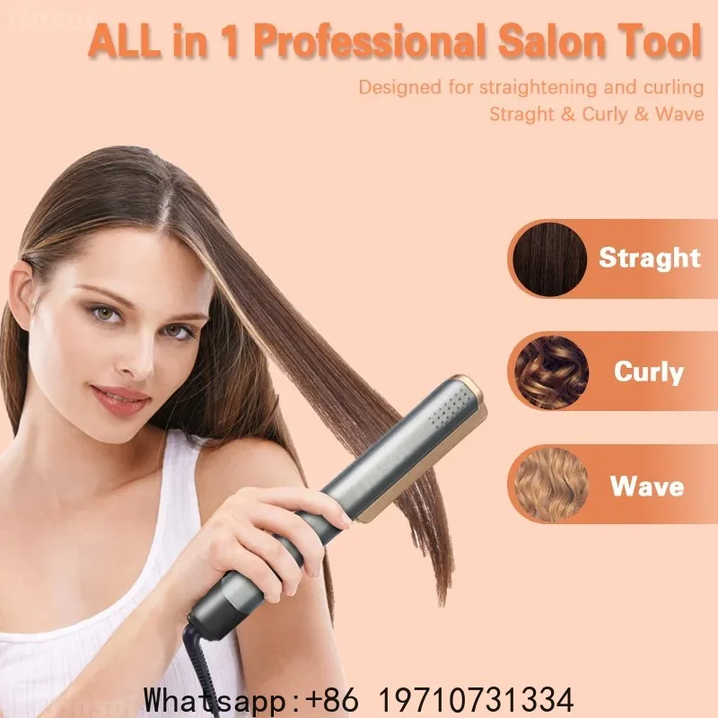 TINSOL 2-in-1 Ceramic Hair Straightener – Wide Plate LCD Styler with Adjustable Heat & Ionizing Function