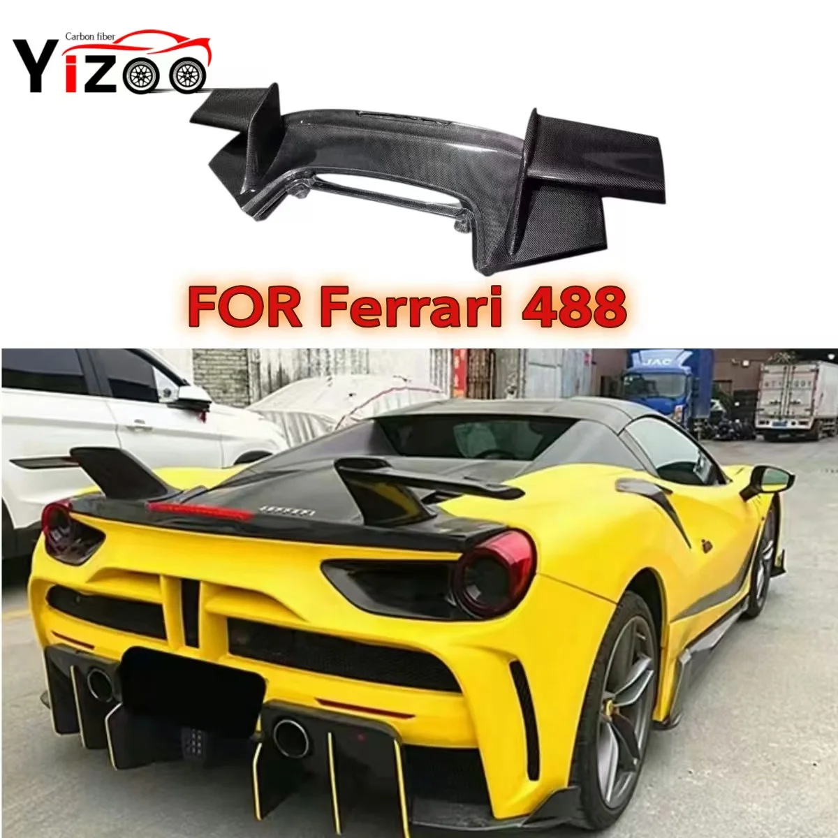 For Ferrari 488 Carbon Fiber Rear Trunk Lid Spoiler Boot Lip Tail Wing Splitter Mansory Style Body Kit Car Accessories