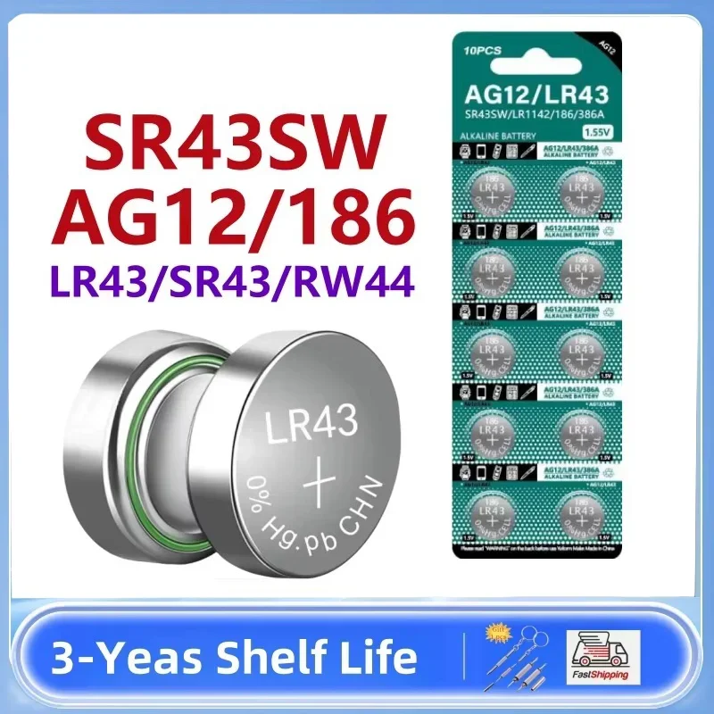 

New 2-50PCS AG12 LR43 1.5V Lithium Batteries 301 386 L1142 Environmental Protection Button Battery for Watch Battery Remote