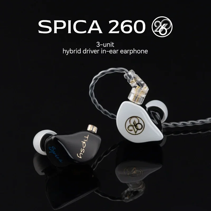 Tipsy Spica 260 1DD+2BA HIFI in-ear Wired Earphone Hybri Drive Monitor Headphone for Band Singer Live IEMs