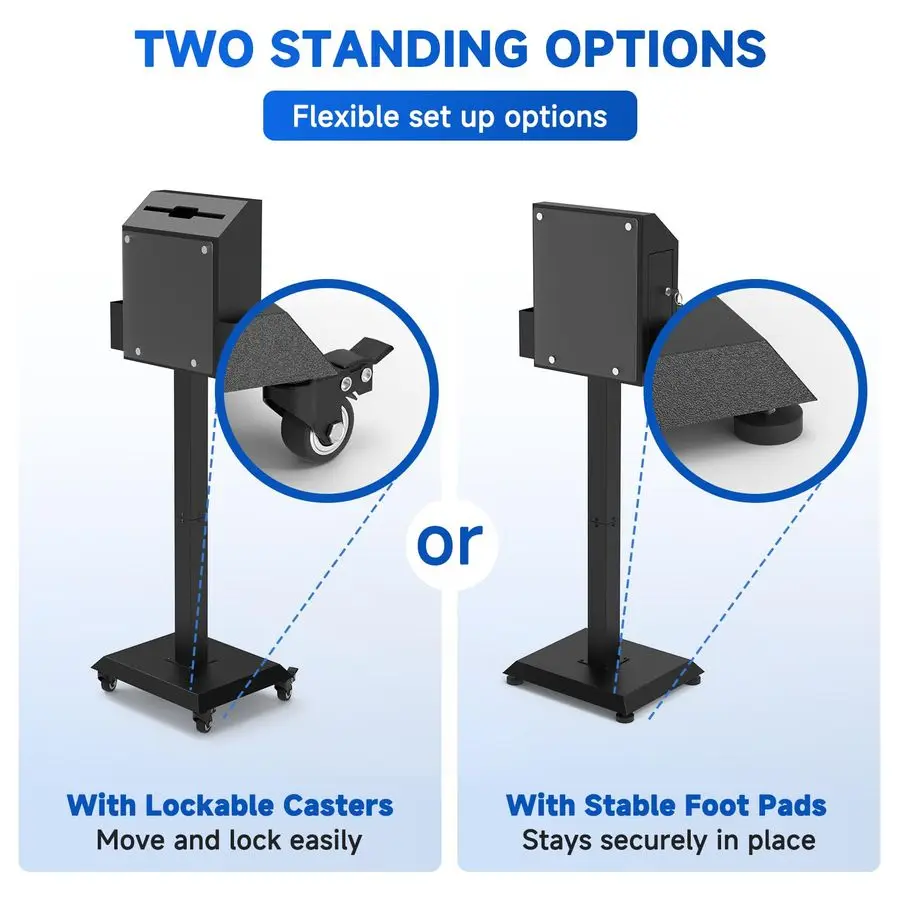 مجموعة صندوق الاقتراع مع عجلات صامتة آمنة ومتعددة الاستخدامات للمكتب والخيرية والمناسبات تتضمن قفلًا وسلوًا كبيرًا #4