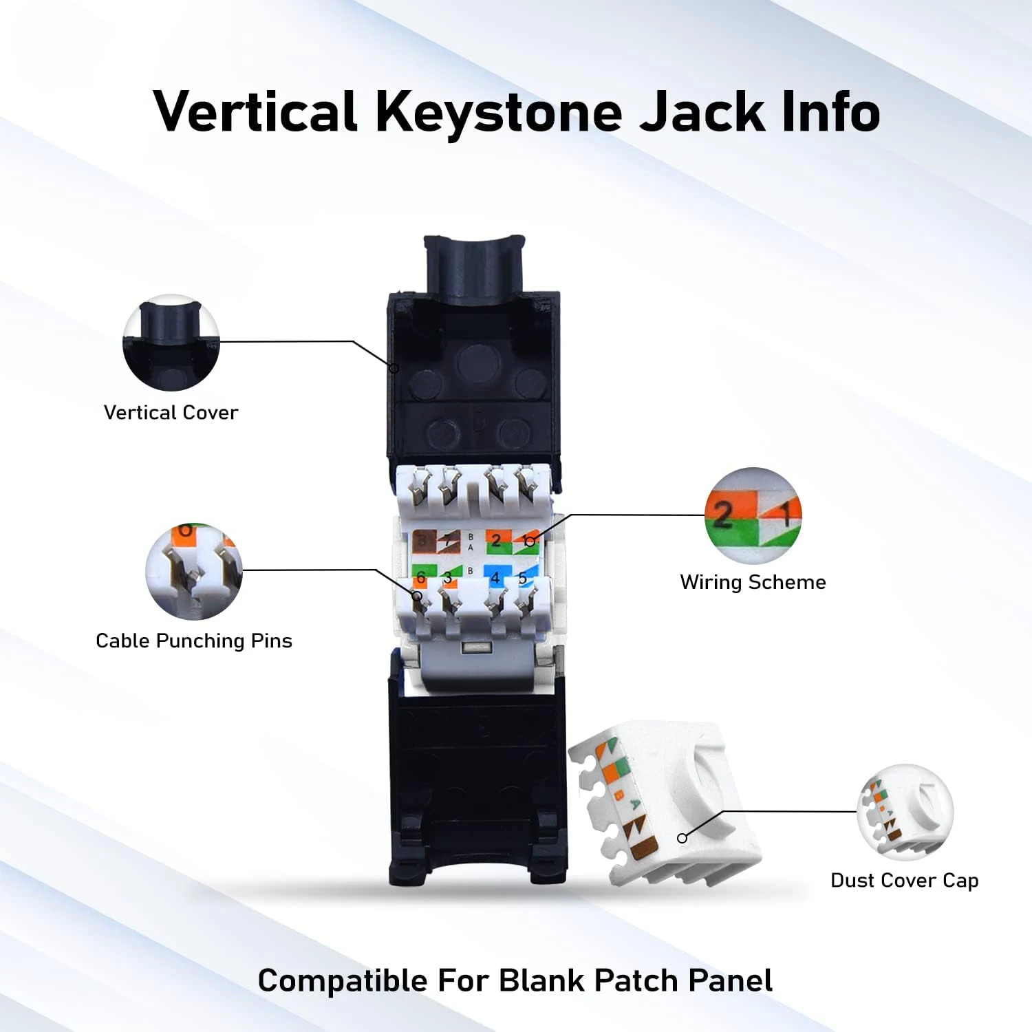 ZoeRax RJ45 Cat8 Cat7 Cat6A Shielded Keystone Jacks, RJ45 STP Tool-Less Type Zinc Alloy Module Shielded Keystone Jack Adapter image 4