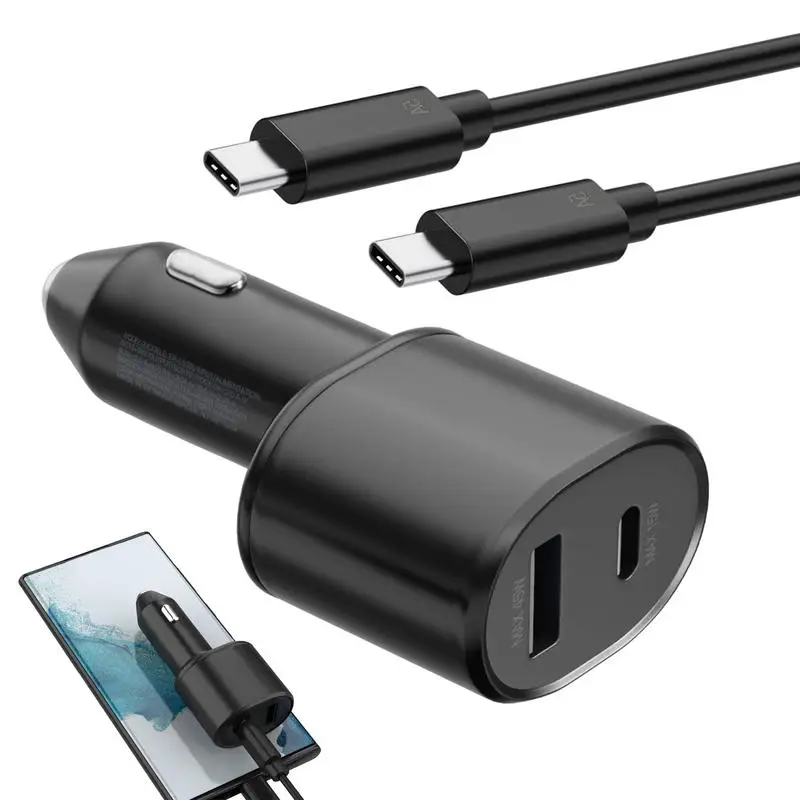 Car Phone Charger 2-Port Mobile Phone Charger With Cable Phone Charger Car Charger For Phone Camera Laptop