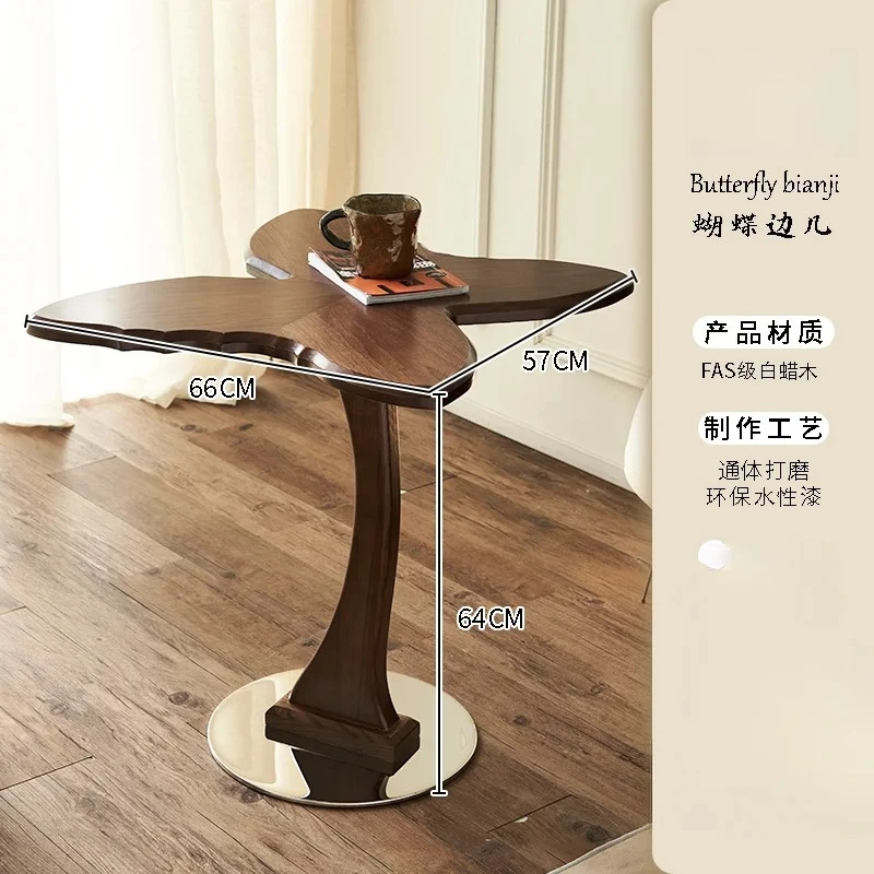 

French Retro Solid Wood Side Table Black Walnut Small Coffee Table Solid Wood Corner Table Antique Style Living Room
