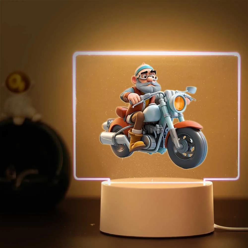 1 pc hot NEW Handsome motorcycle Usb Atmosphere Table Lamp For Bedroom Night Lights Avatar Mange Room Decor Kid'S Gift