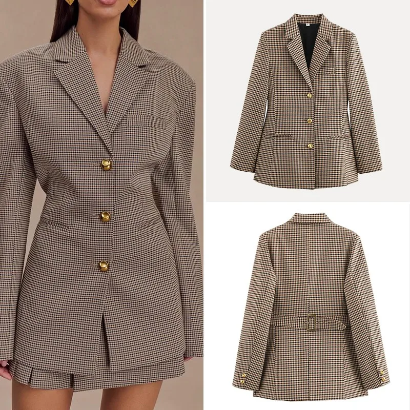 

Ele Slim Fit Plaid Texture Suit Jaet for Women Spring 2025 New Arrival Z Brand Ladies Premium Quali Outerwear