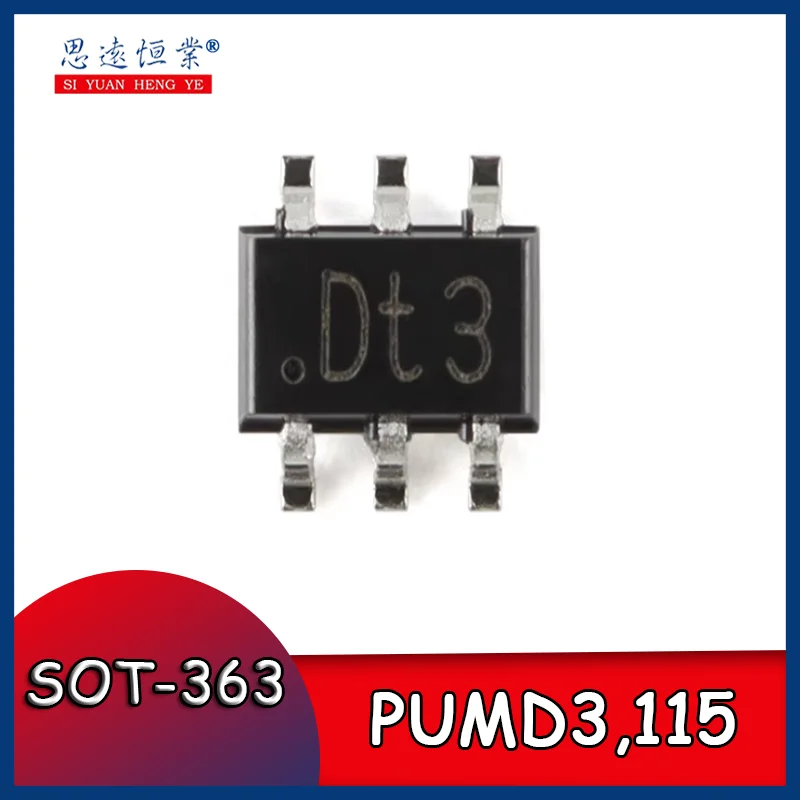 10pcs Original genuine PUMD3,115 SOT-363 50V, 100mA NPN/PNP resistor equipped with dual transistors