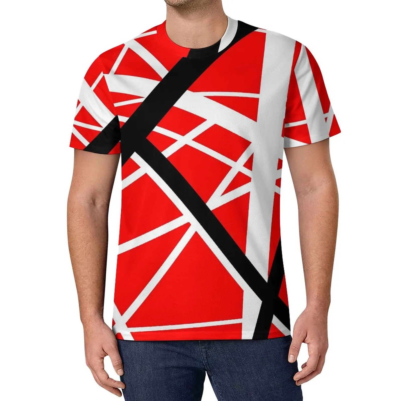 Van Halen T-Shirt Red Black and White Line Art Trendy T Shirts Short-Sleeve Graphic Tshirt Hot Sale Beach EMO Oversized Tees