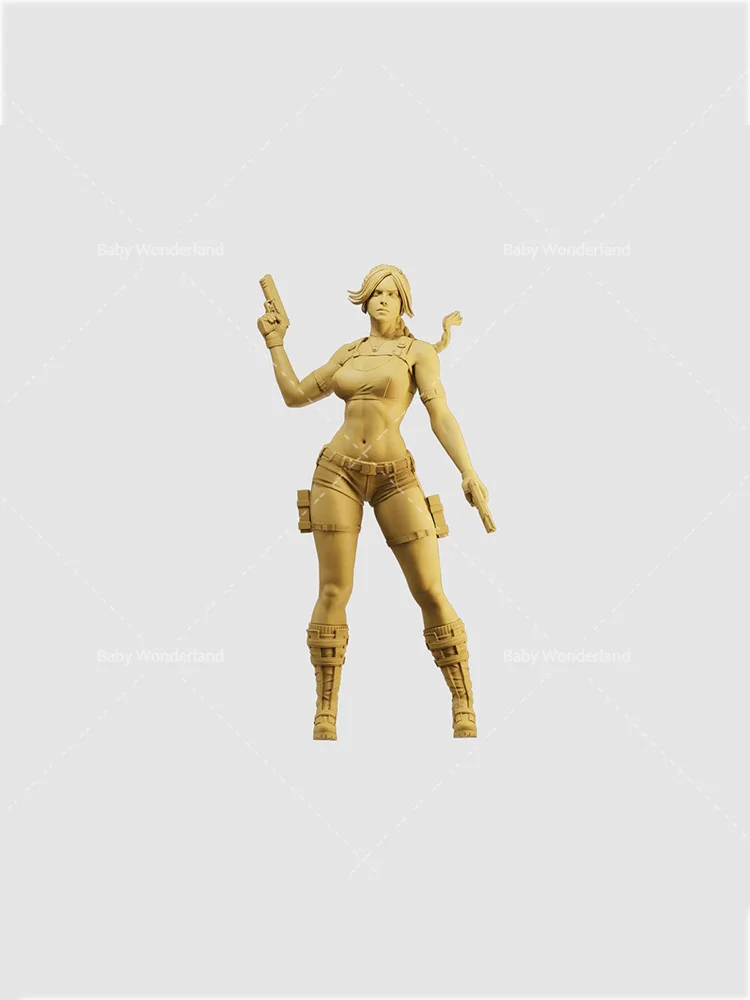 Unpainted Miniatures 1/64 1/43 1/35 Figure Female Gun Wielding Agent Game Character Dolls Model Creative Scene Prop Car Toys