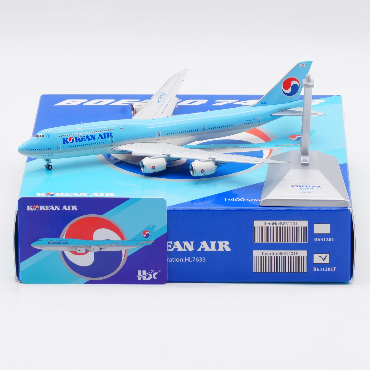 

B631201F Alloy Collectible Plane Gift HX Model 1:400 Korean Air "SkyTeam" Boeing B747-8 Diecast Aircraft Model HL7633 Flaps Down