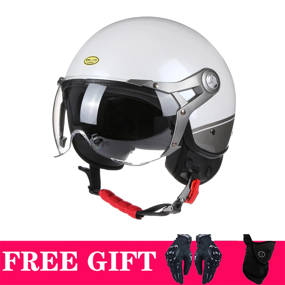 Dot Approved Vintage Motorcycle Helmet Retro Scooter Jet Open Face Four Season Helmet Motorbike Moto Bicycle Riding Capacete