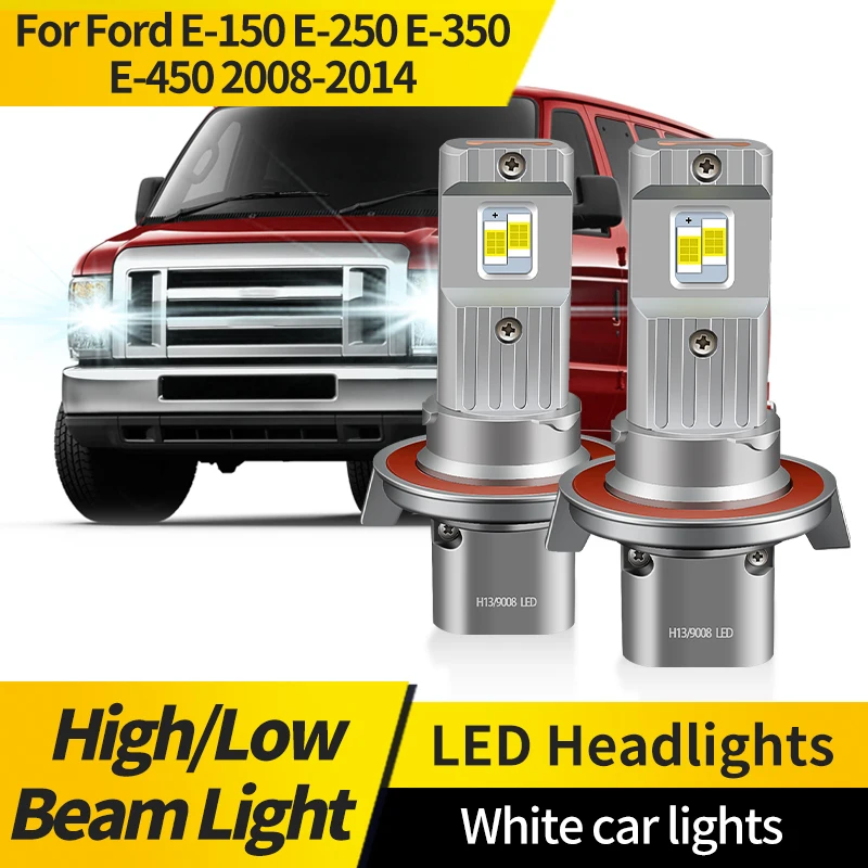 

2 шт. для Ford E-150 E-250 E-350 E-450 2008-2014 светодиодная фара высокой мощности H13 9008 светодиодная лампа для фар автомобиля 44 Вт Plug & Play