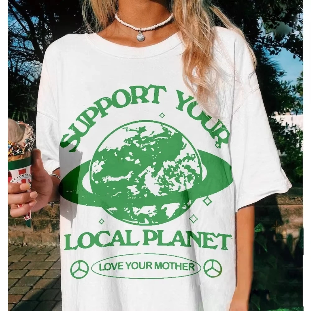 

Эстетическая летняя футболка с рисунком в стиле ретро, эстетическая футболка с местной планетой, летние женские и мужские забавные креативные футболки на открытом воздухе
