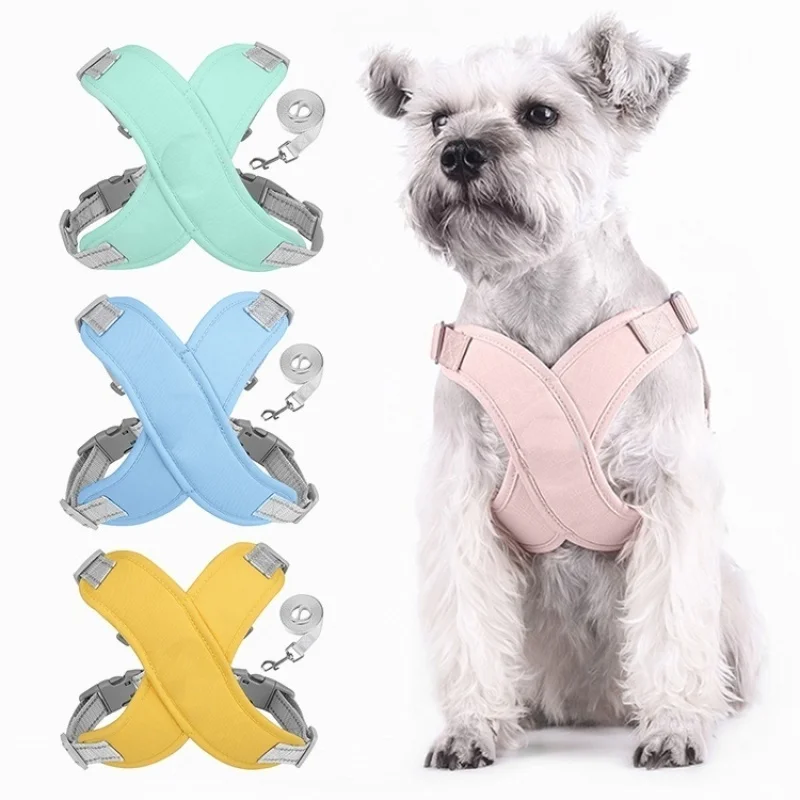 Reflective Dog Harness For Walking Breathable Pet Vest Adjustable Leash Set For Small Medium And Large Dogs Safe Outdoors