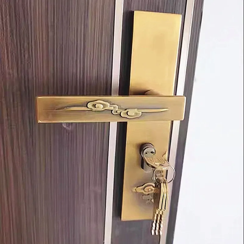 

Китайский латунный безопасный дверной замок, высококачественные бесшумные дверные замки для спальни, ретро дверная ручка, противоугонный замок, мебельная фурнитура
