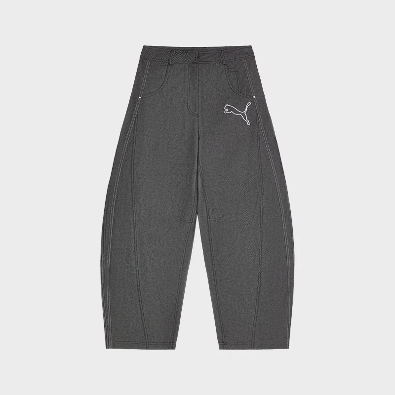 Puma genuine women's retro casual embroidery curved knife loose wide leg pants 639801-01