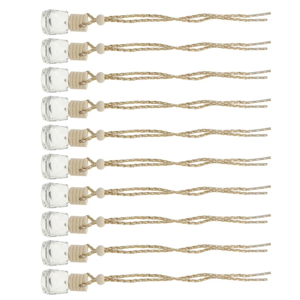 

10Pcs Car Aroma Bottle Pendant Transparent Perfume Bottles Decorative Hanging Diffusers Reusable Compact Car Accessory