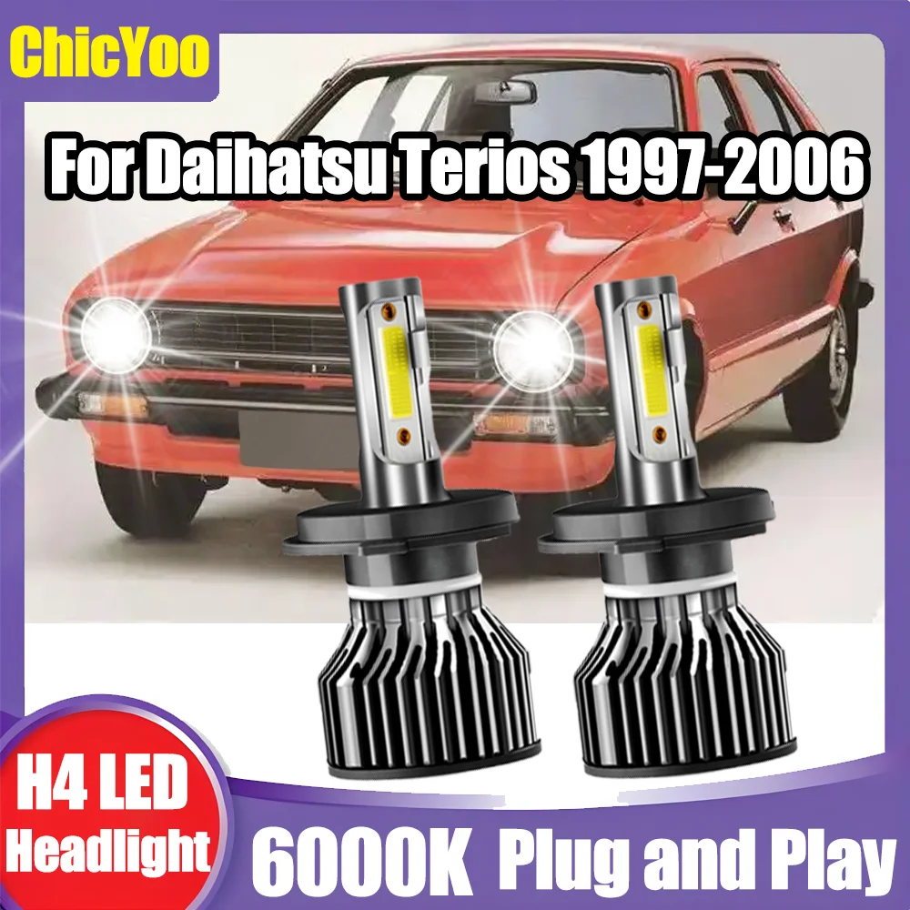 

2 шт. 120 Вт H4 автомобильные фары 20000LM высокой мощности турбо светодиодные фары Plug And Play 6000K белые для Daihatsu Terios 1997-2006 гг.