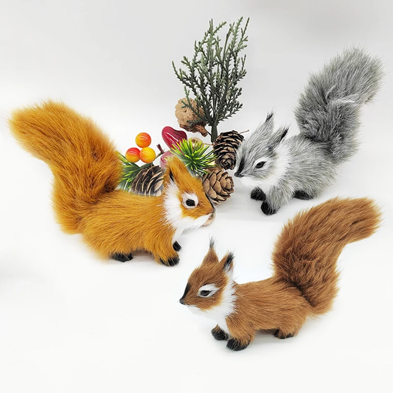 1Pc Mini Artificial Squirrel Model Simulation Plush Squirrel Figurines Fake Animal Miniatures for Home Desktop Ornaments Decor