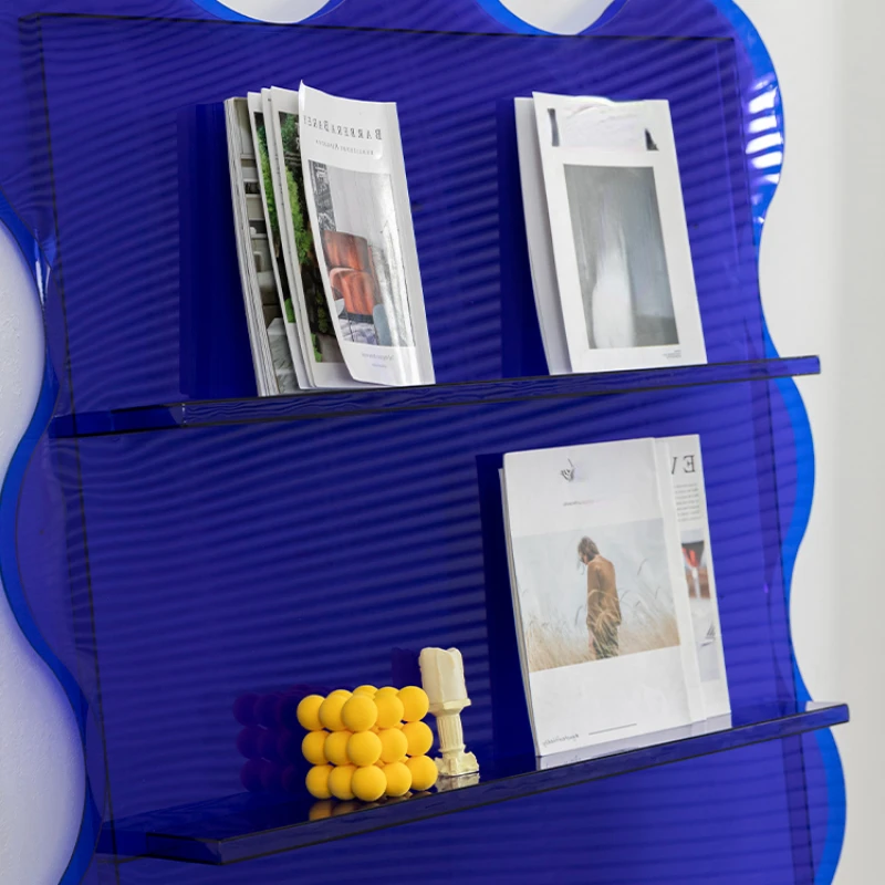 minimalist living room magazine rack acrylic bookshelf wall-mounted studio wave book and newspaper rack