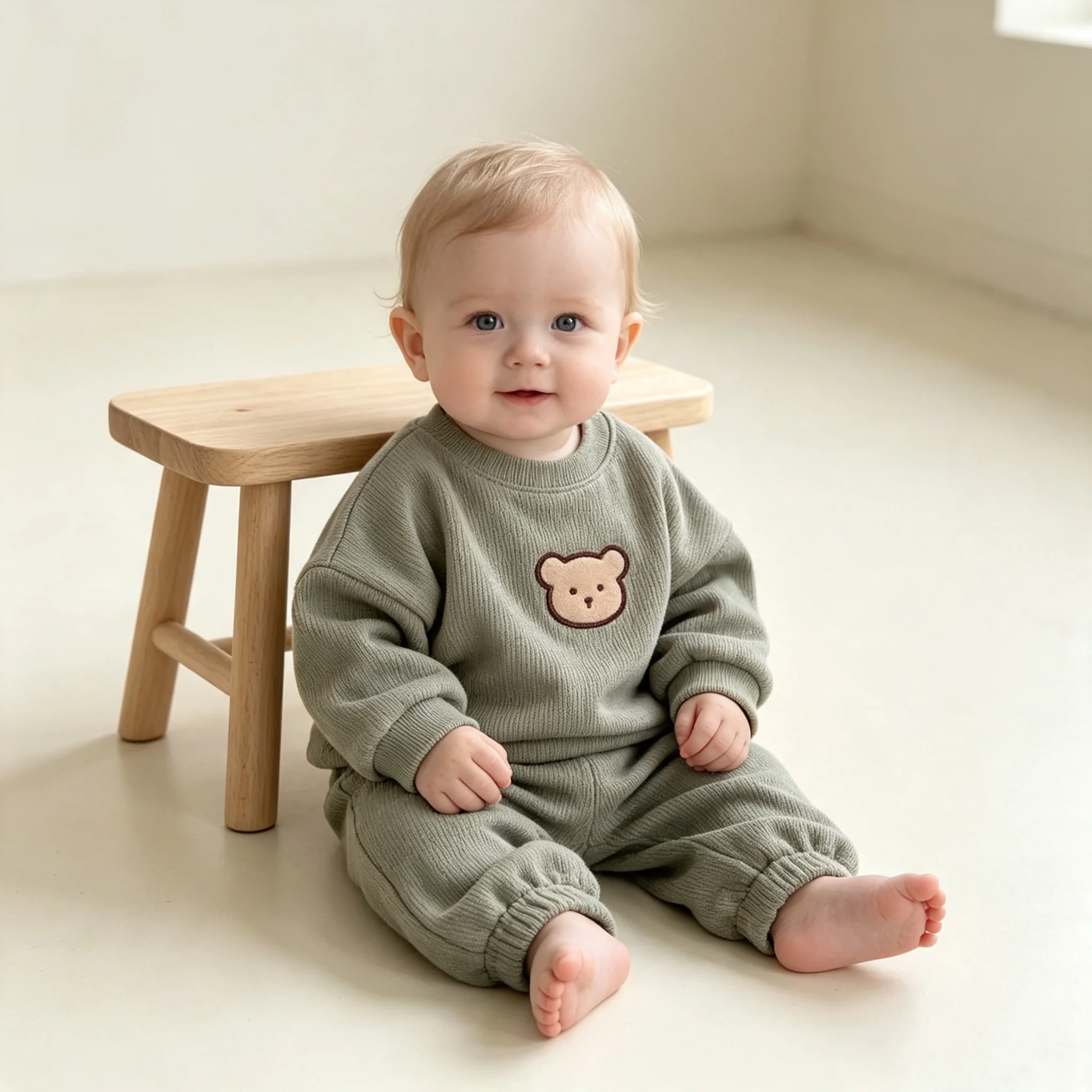 ZOETOPKID Kids Little Bear Clothes Girls Long Sleeve T-shirts Tops Pants 2Pcs Spring Autumn Baby Boys Loose Clothing Suits