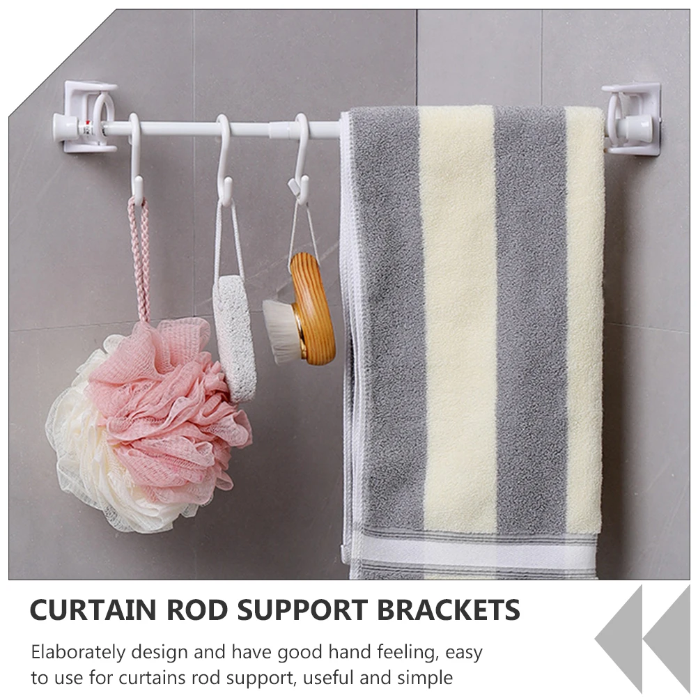 

4Pcs Rotatable Ring Curtain Rod Holders Multipurpose Telescopic Rod Hooks Nail-Free Wall Mount Brackets for Home Office Kitchen