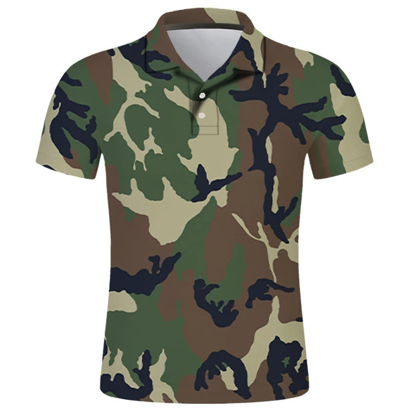 Summer New Camouflage Graphic Polo Shirts For Men Clothes POLO Shirt Veteran Button Streetwear Clothing Casual Male Lapel Tops