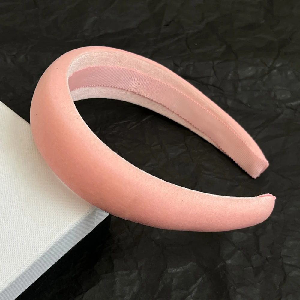 

Soft Pink Velvet Headband Bundle Padded Comfortable Trendy Non-Slip Thick Alice Band Fashion Accessory for Women
