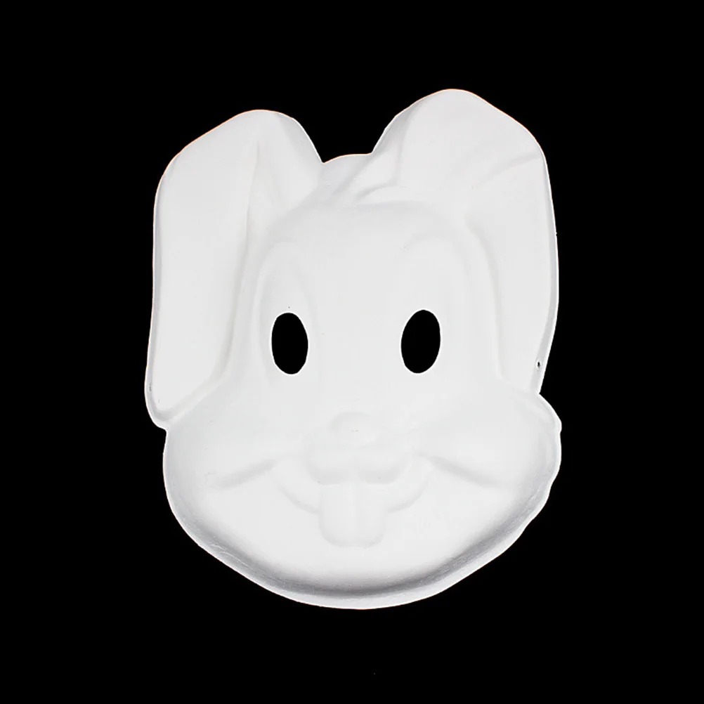 3 pcs Animal Pulp Mask Paintable Diy Face Masquerade Party Wedding Carnival Cosplay Accessory Elephant Rabbit Lion White