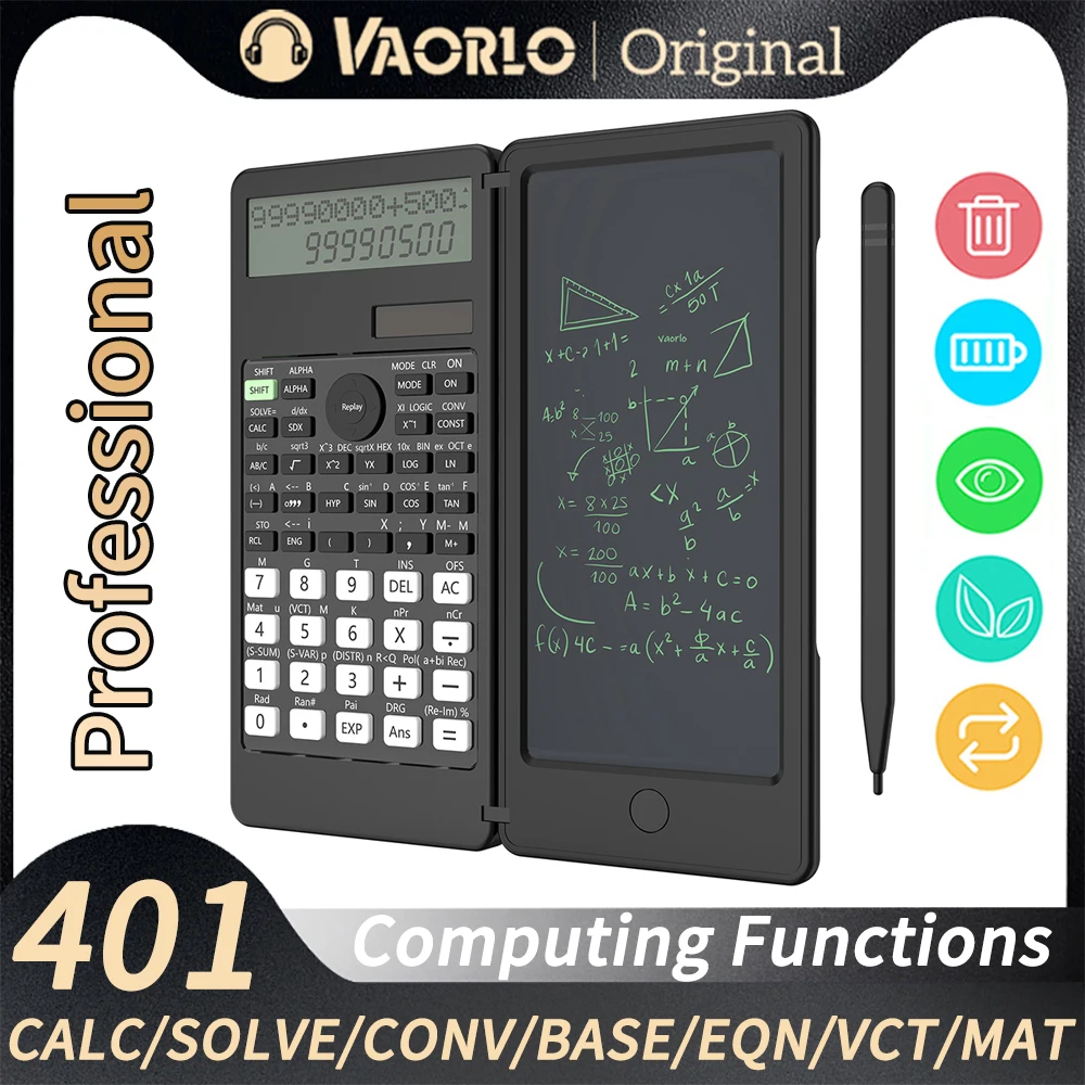 401 Computing Functions Solar Scientific Calculator With 6 Inch Writing Tablet Foldable Professional Calculators PK 991MS 991ES