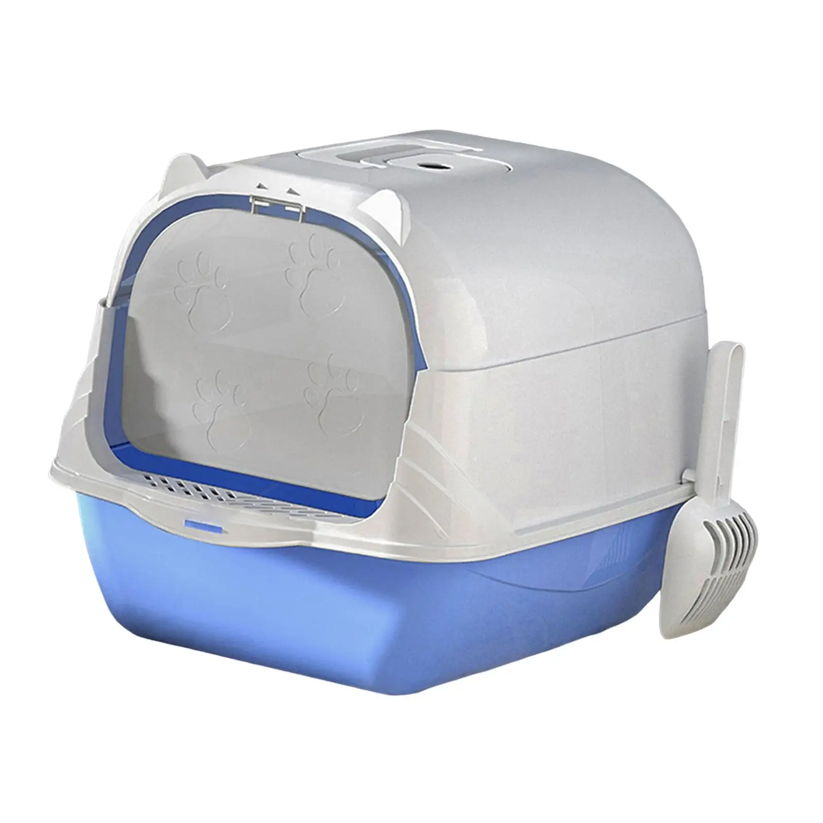 Hooded Cat Litter Box Fully Enclosed Cat Toilet with Handle Litter Pan Durable