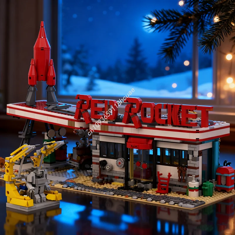 

1996 шт. MOC красная ракета модульная модель бензобака строительные блоки архитектура рождественские подарки сборка DIY кирпичная игрушка на день рождения