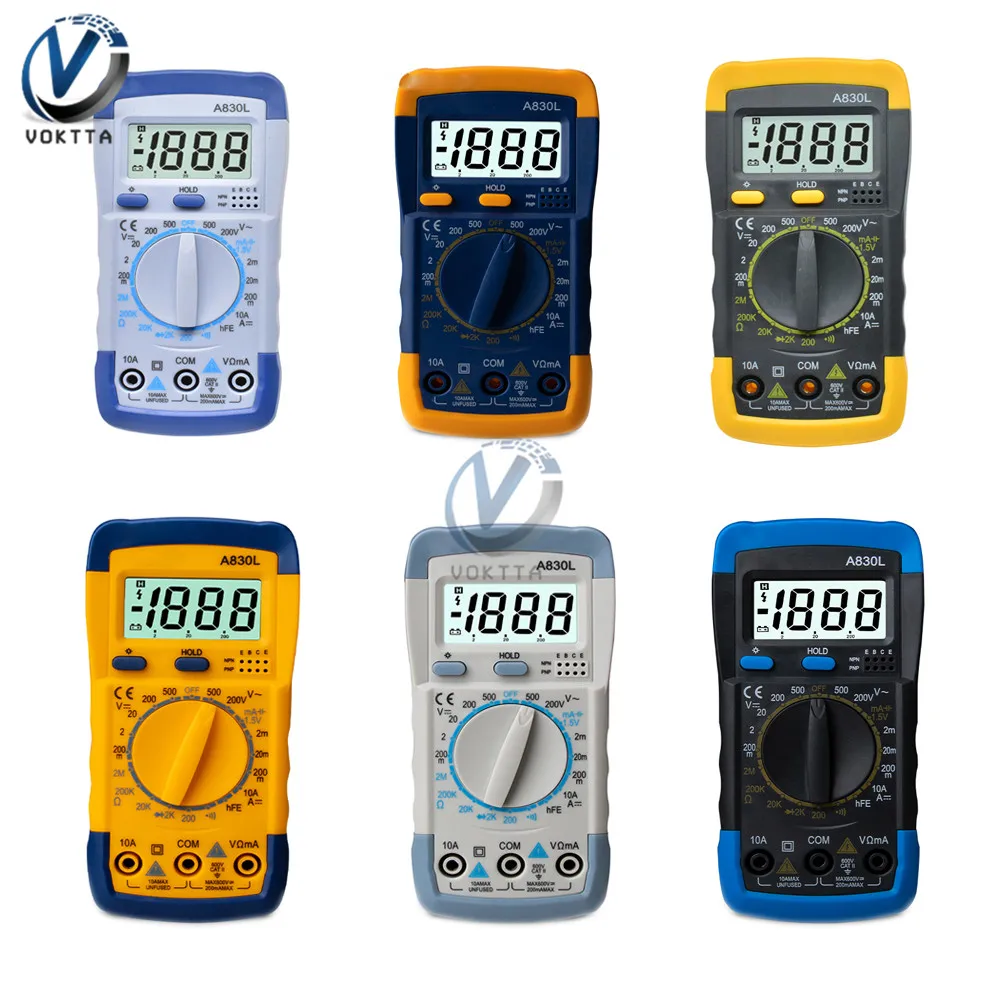 A830L Digital Display LCD Multimeter Portable Handheld AC DC Voltage Diode Freguency Multitester Voltmeter Ammeter Tester Tools