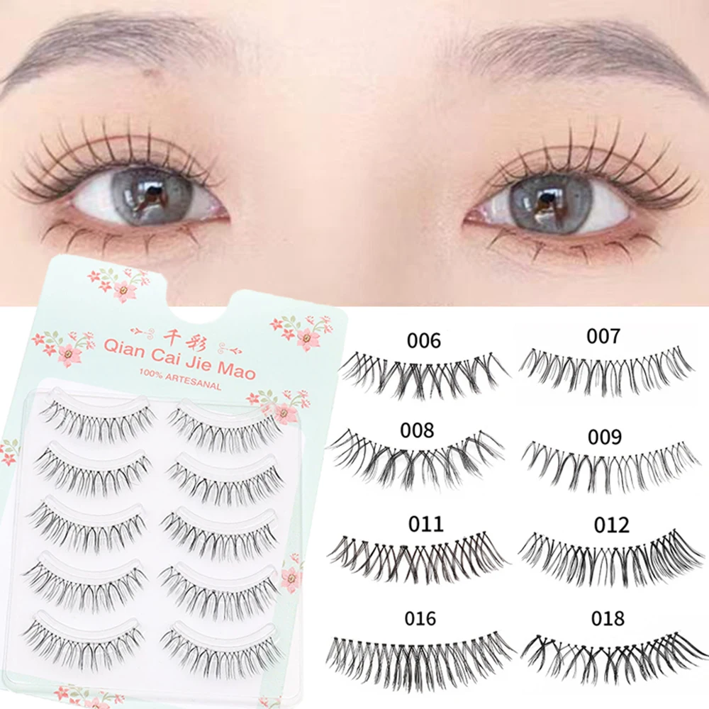 Korean V-shaped Flase Eyelashes Makeup Natural Artificial Lashes Soft Wispy Fairy Grafting Eyelash Extension Transparent Stem