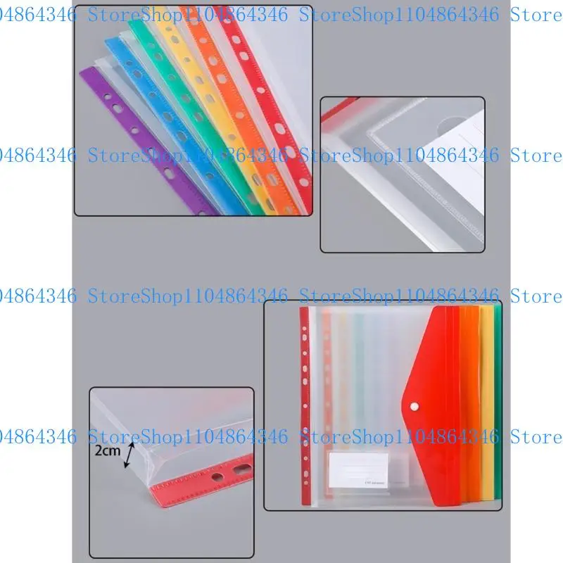 Pacchetto 5ASD 6 tasche perforabili espandibili Portafogli File busta per documenti in plastica trasparente con 11 fori