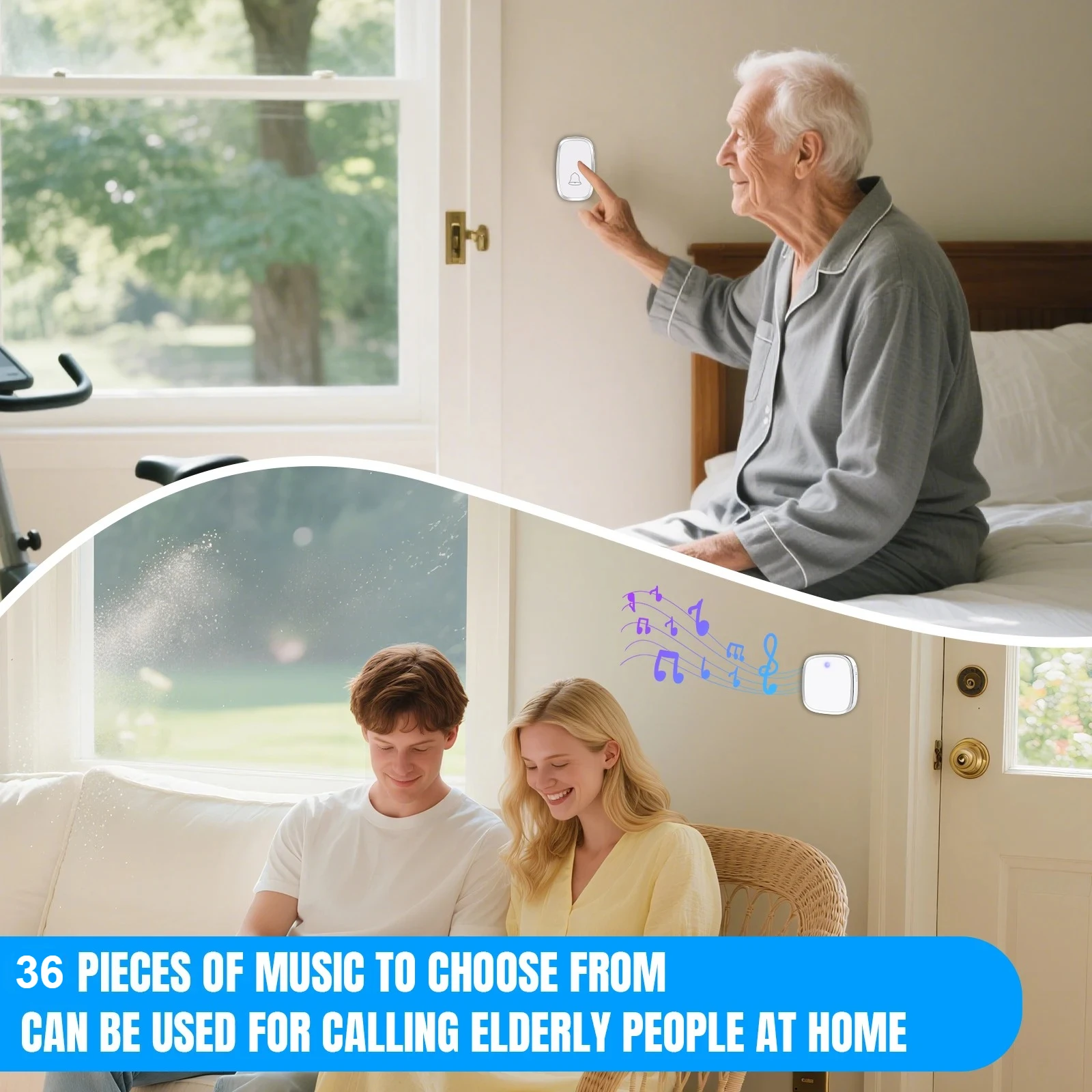 Wireless Doorbell 100M Long Range Remote Control 36 Melodies 4 Levels Volume Welcome Door Bell Waterproof Smart Home Call Bell