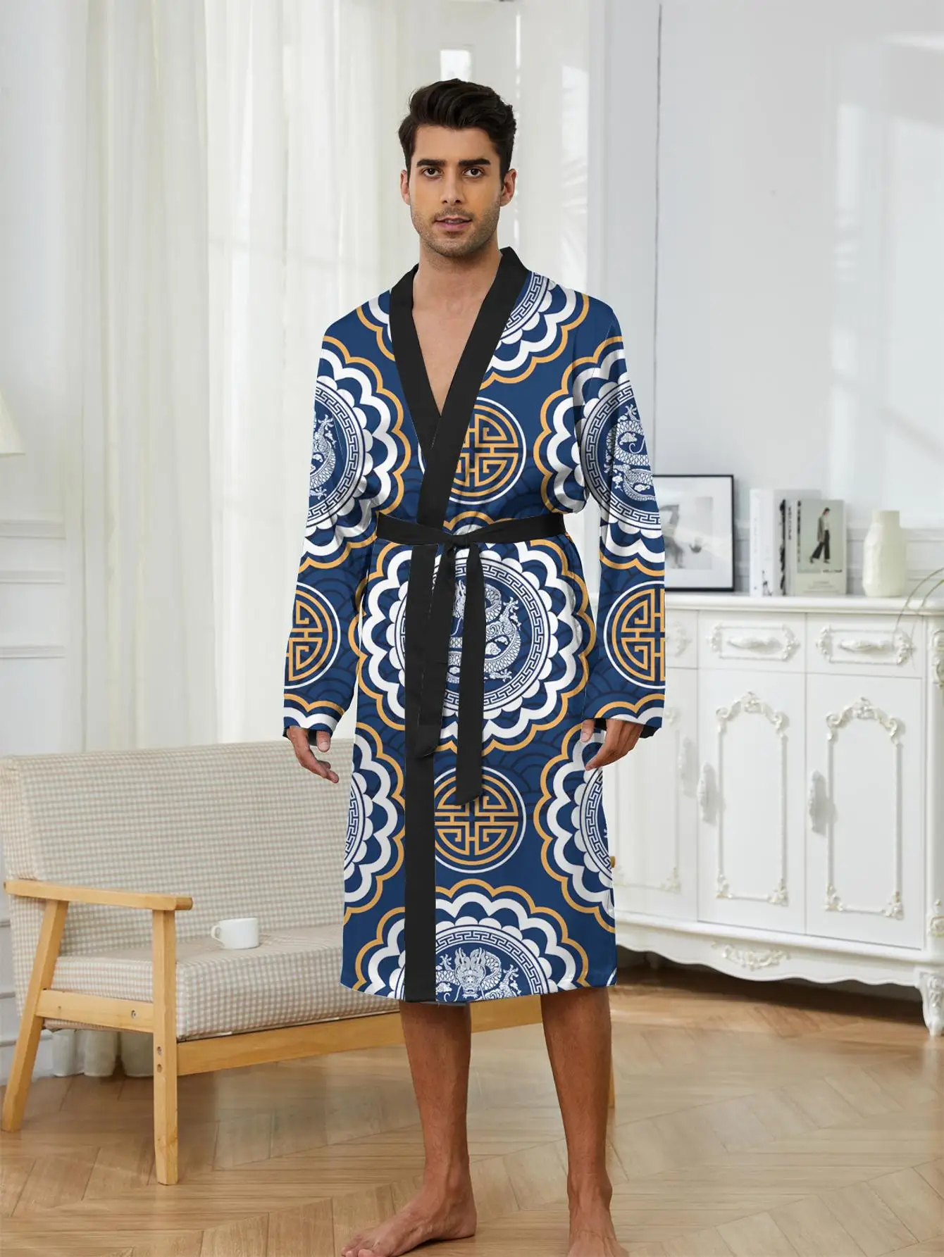 

1pcs Men's Robes 2026 Spring/Summer dressing gown Bathrobe men Breathable Graphic robe 3D Printed Funny pajamas Sleepwear