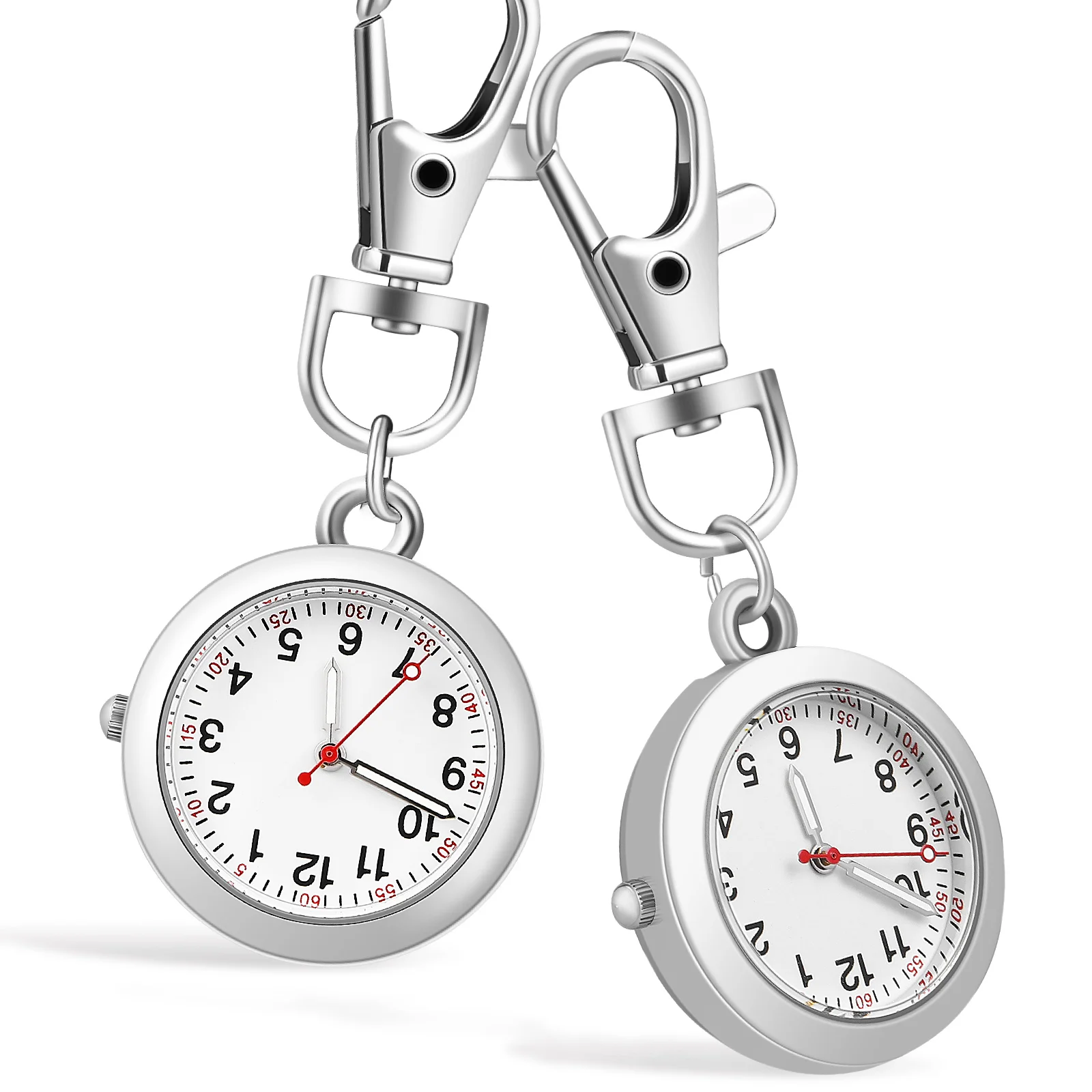 

2 Pcs Pocket Watch Clip-on Watches for Nurses Round Nursing Doctors Hanging Pendant Vintage Men