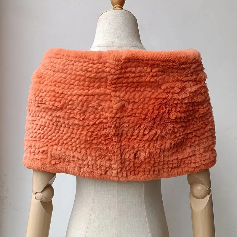 Women Autumn Winter Real Rabbit Fur Knit Shawl Thickened Women Coat