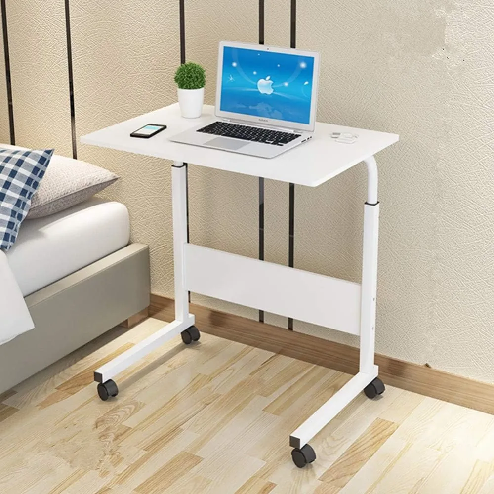 Rolling Sofa Side Snack Table PortableLaptopComputer Desk StandwithWheels,Height Adjustable BreakfastTVTray Bedside Coffee Table