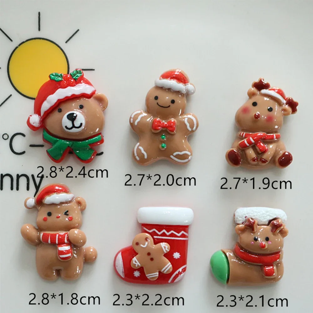10PCS 2024 Shiny New Type Christmas Miniature Flatback Resin Cabochons For Hairpin Scrapbooking DIY Home Decor Craft Accessories