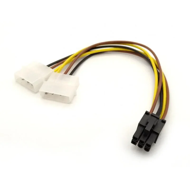 ATX IDE Molex Power Dual 4 To 6-Pin PCI Express PCIE Video Card Adapter Cable Dual Molex to PCIE 6pin Adapter Cable