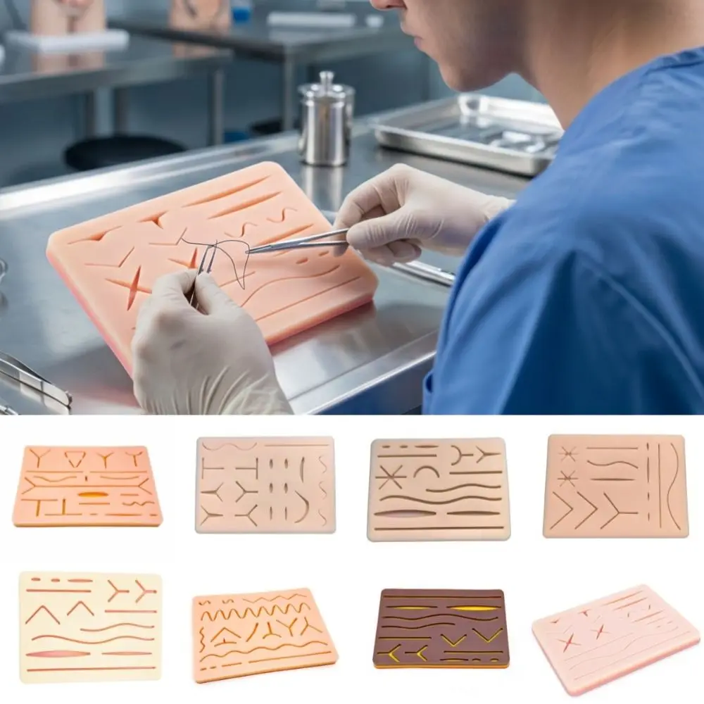 Silicone Skin Suture Kit Suturing Practice with Pre-Cut Wound Suture Practice Training Kit Soft Various Wound Types