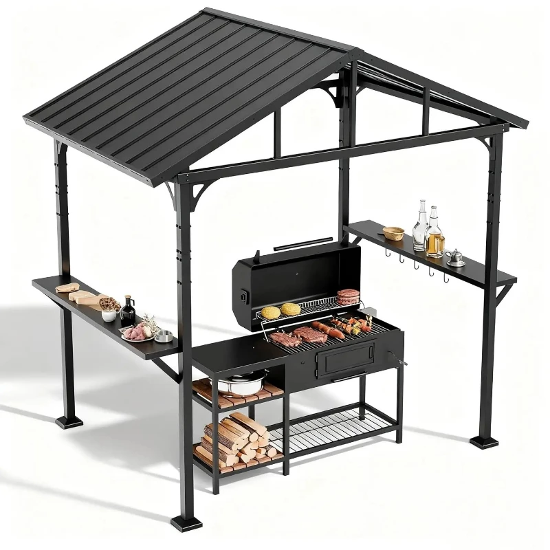 Outdoor barbecue shed, backyard canopy with steel roof