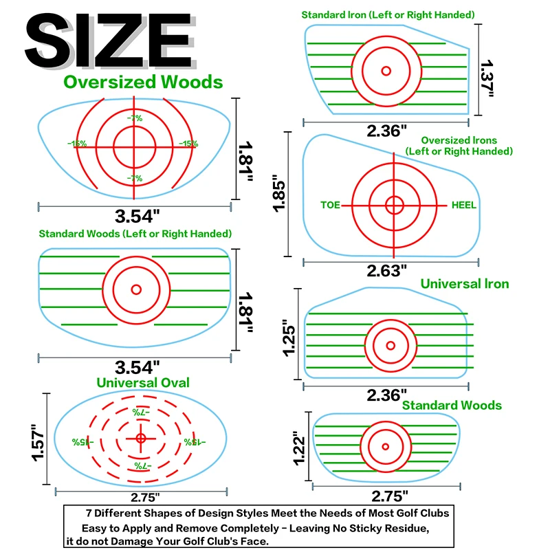 7in1 Golf Club Impact Target Label Tape Sticker Practice for Iron Woods Wedge Club Test Paper Training Aid Accessories