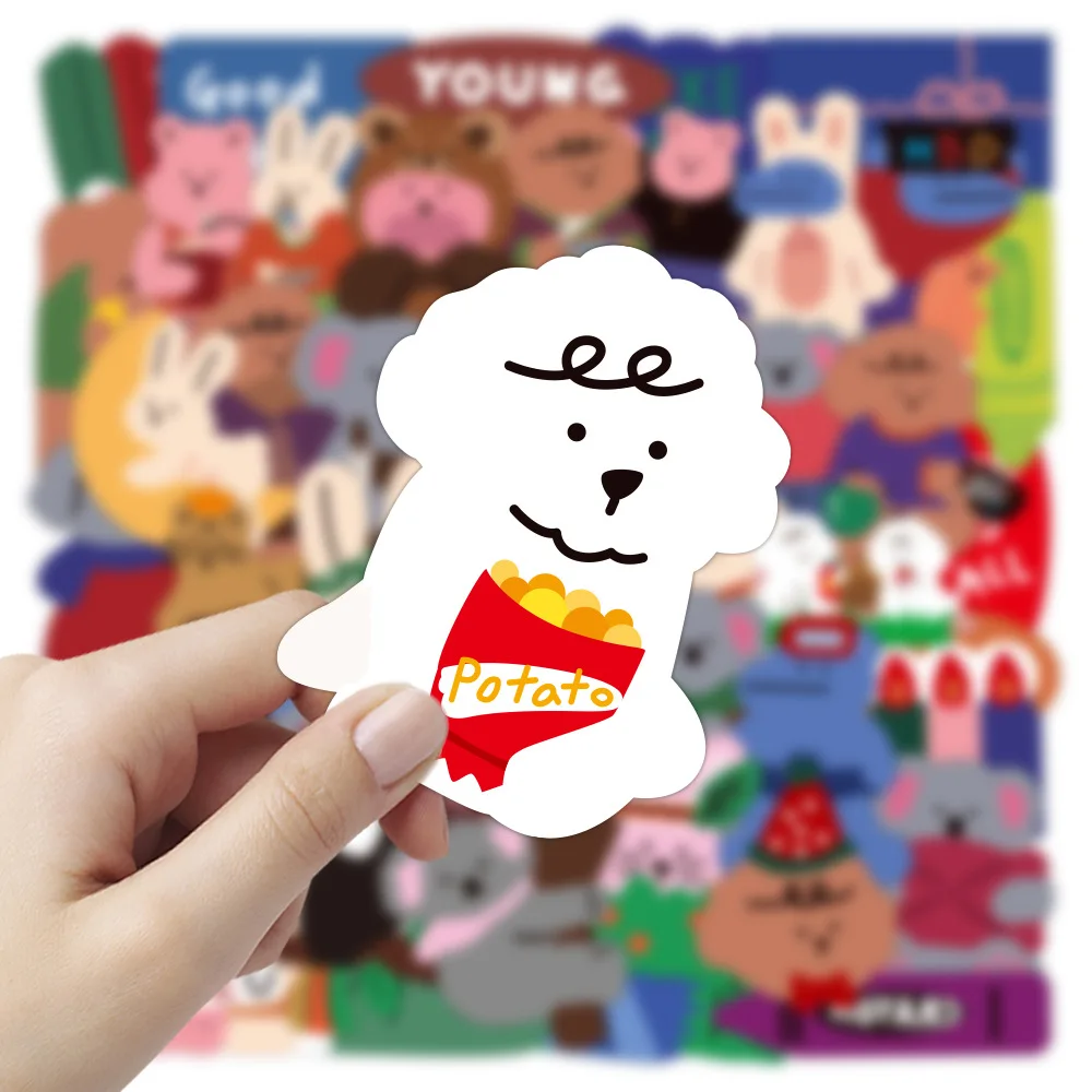 50/100Pcs/Pack INS Cartoon Cute Kawaii Bear Rabbiit Stickers PVC Waterproof Stickers Decals For Kids Boys Girls Toys Gifts