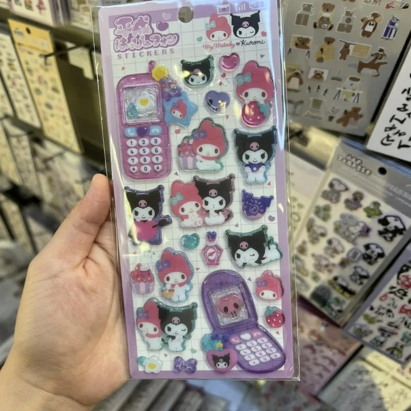Sanrio 3D Puffy Stickers Set, Cute Cinnamoroll Kuromi My Melody Cartoon Crystal Epoxy Phone Laptop Scrapbook DIY Deco Stickers view 4