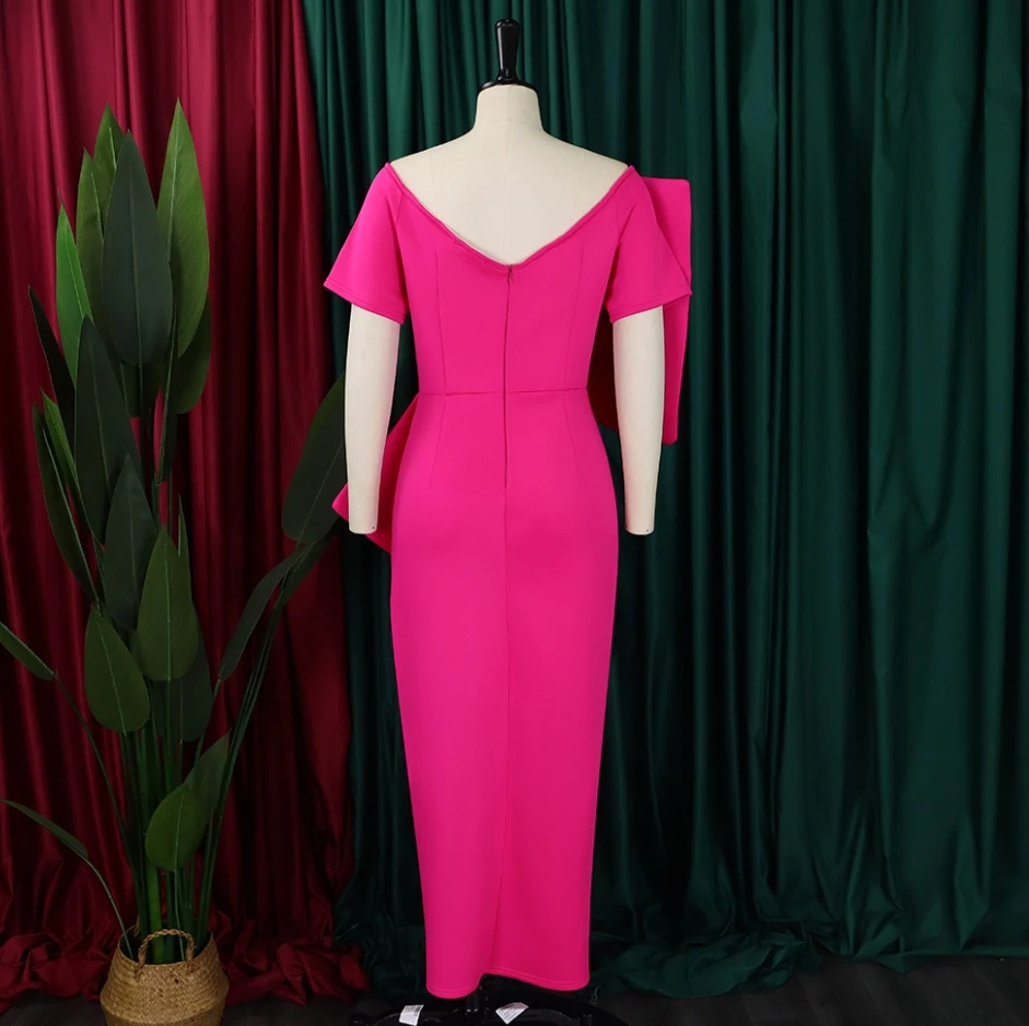 Nuova moda 2024 estate Casual eleganti abiti da sera da sera per le donne Sexy grande fiocco diviso vestito avvolto gonna dell'anca