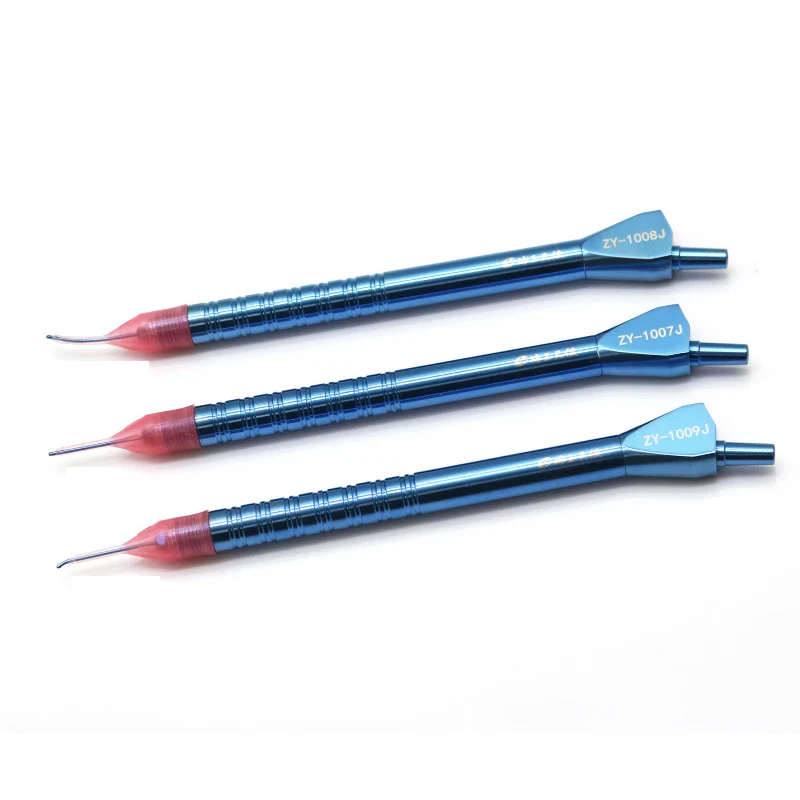 معدات طب العيون المجهرية، مقبض التسريب المستحلب الفائق من سبائك التيتانيوم، الأكمام الزرقاء Nidec، 45 °   قبعة الاختبار