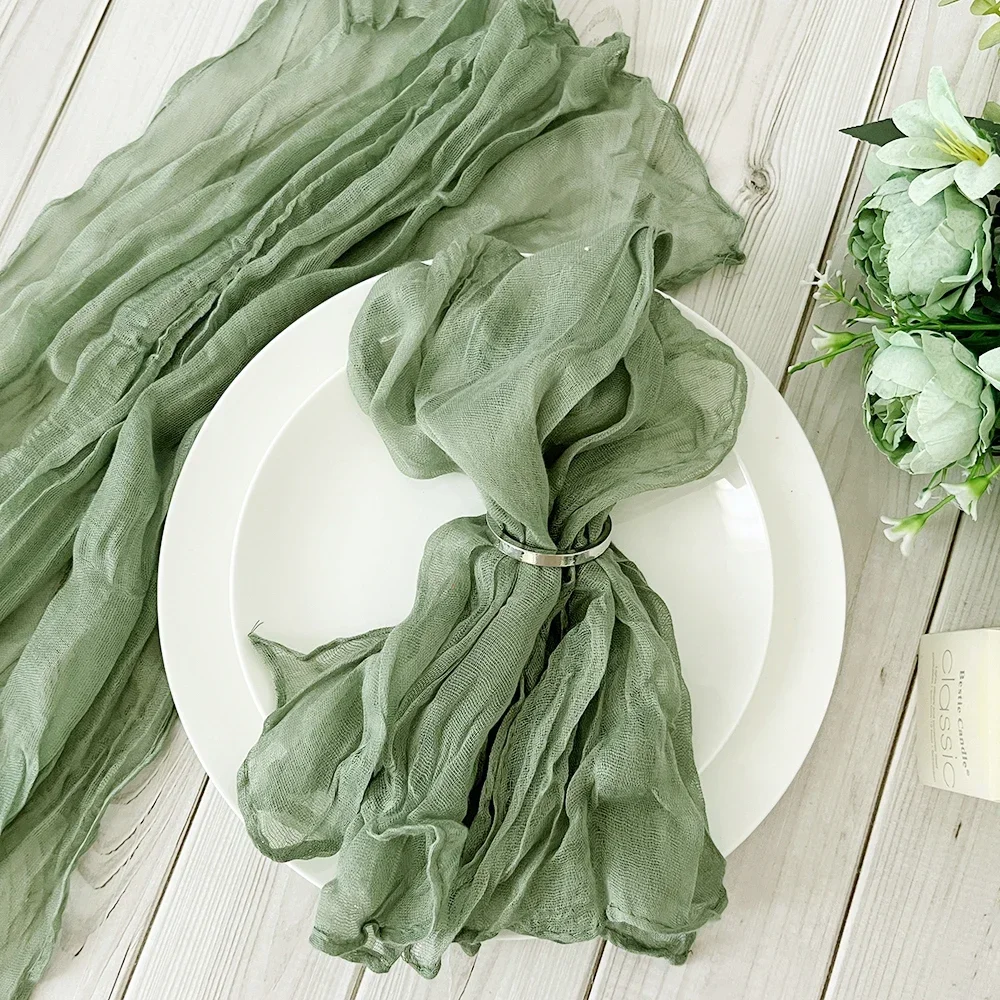 50PCS Cheesecloth Napkins Sage green Gauze Placemat Dining Wedding Party Banquets Christmas Banquets Arches Baby Shower Decor